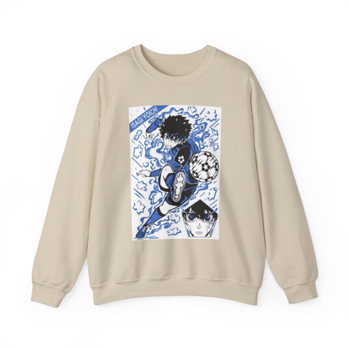 Blue Lock Soccer Anime Player Crewneck Sweatshirt | Blue Graphic Athletic Illustration - alternate angle 3, merchandise