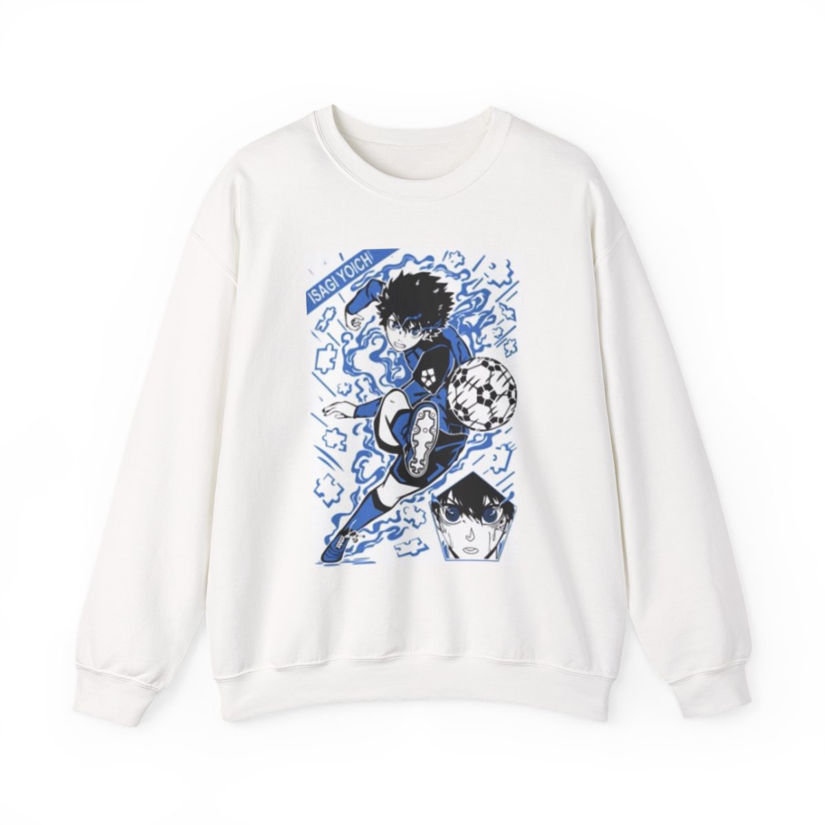 Blue Lock Soccer Anime Player Crewneck Sweatshirt | Blue Graphic Athletic Illustration - Official accessories merchandise