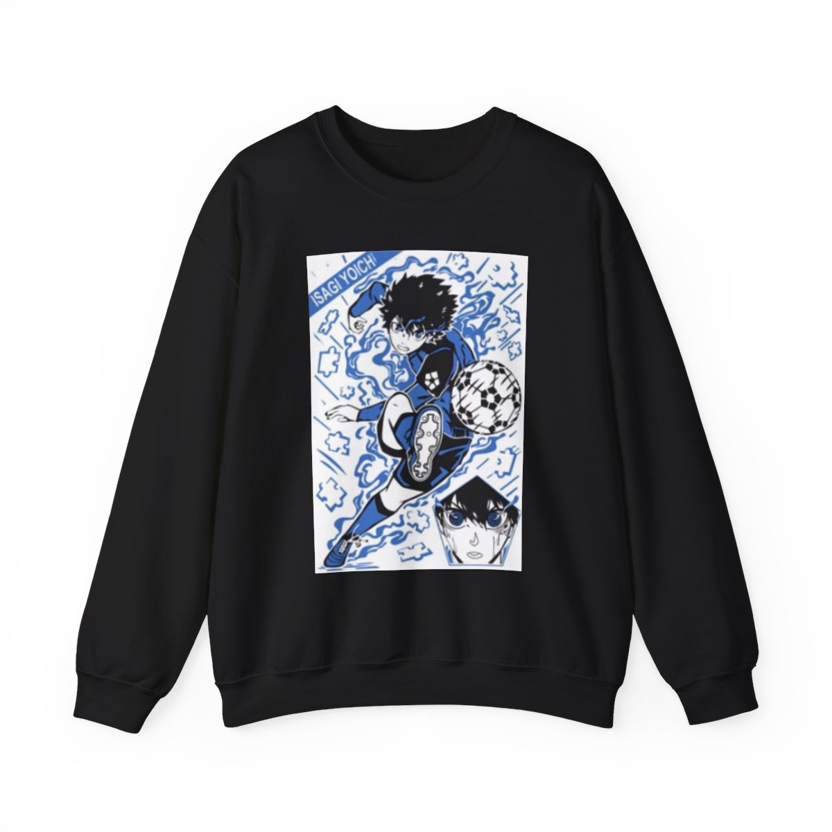 Blue Lock Soccer Anime Player Crewneck Sweatshirt | Blue Graphic Athletic Illustration