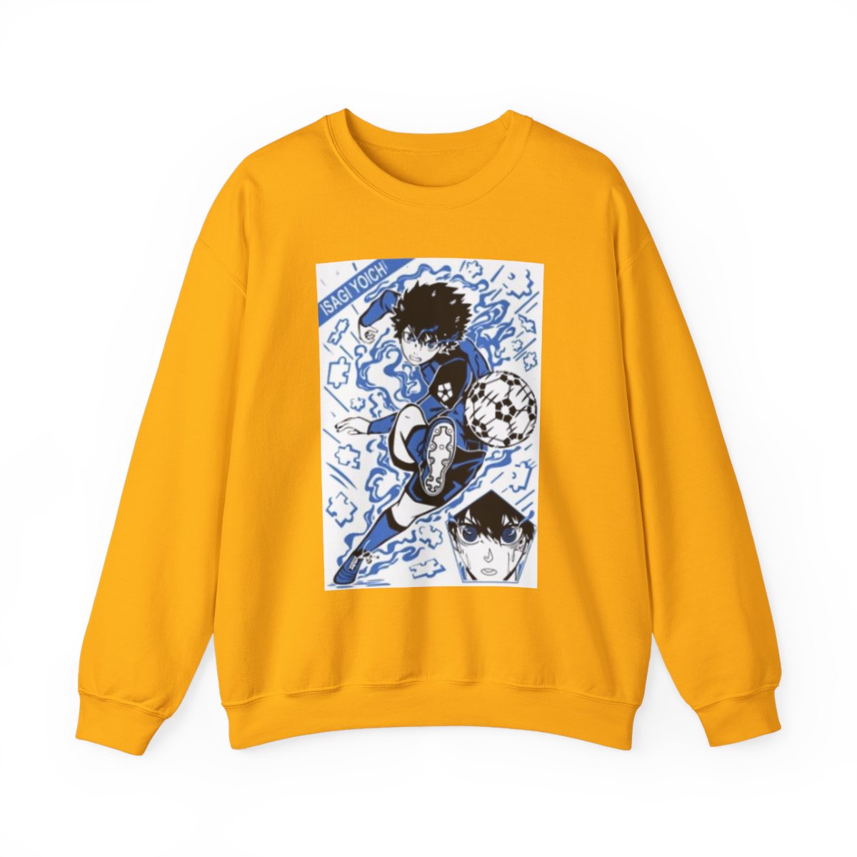 Blue Lock Soccer Anime Player Crewneck Sweatshirt | Blue Graphic Athletic Illustration - alternate angle 4, merchandise