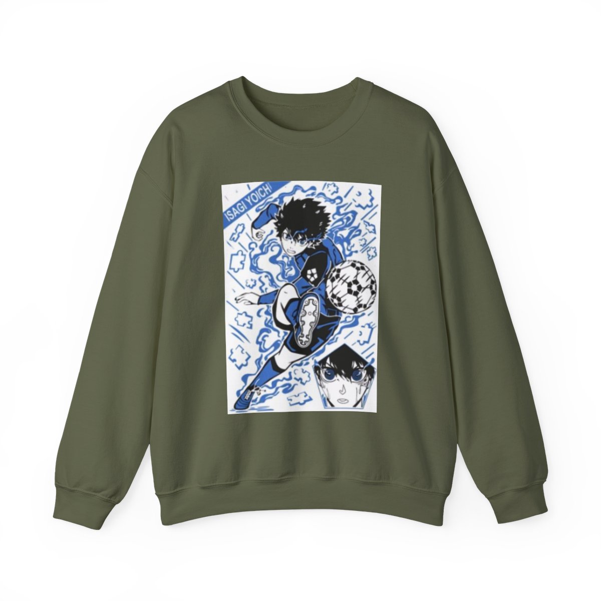 Blue Lock Soccer Anime Player Crewneck Sweatshirt | Blue Graphic Athletic Illustration - alternate angle 5, merchandise