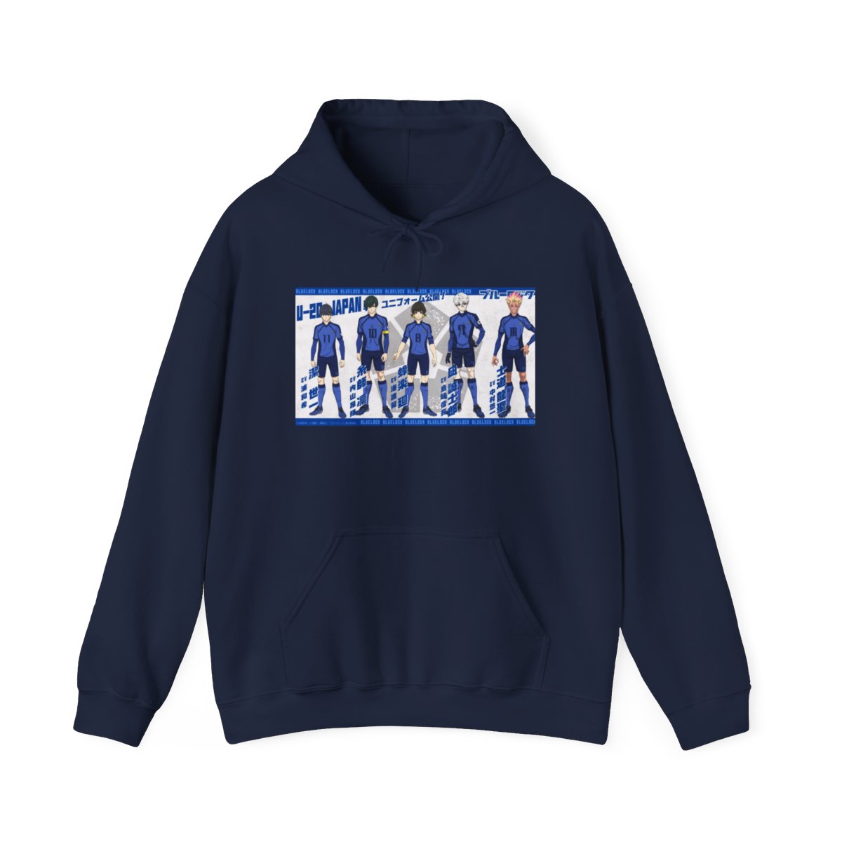 Blue Lock Anime Character Lineup Hoodie | Character Poses, Japanese Text - alternate angle 3, merchandise