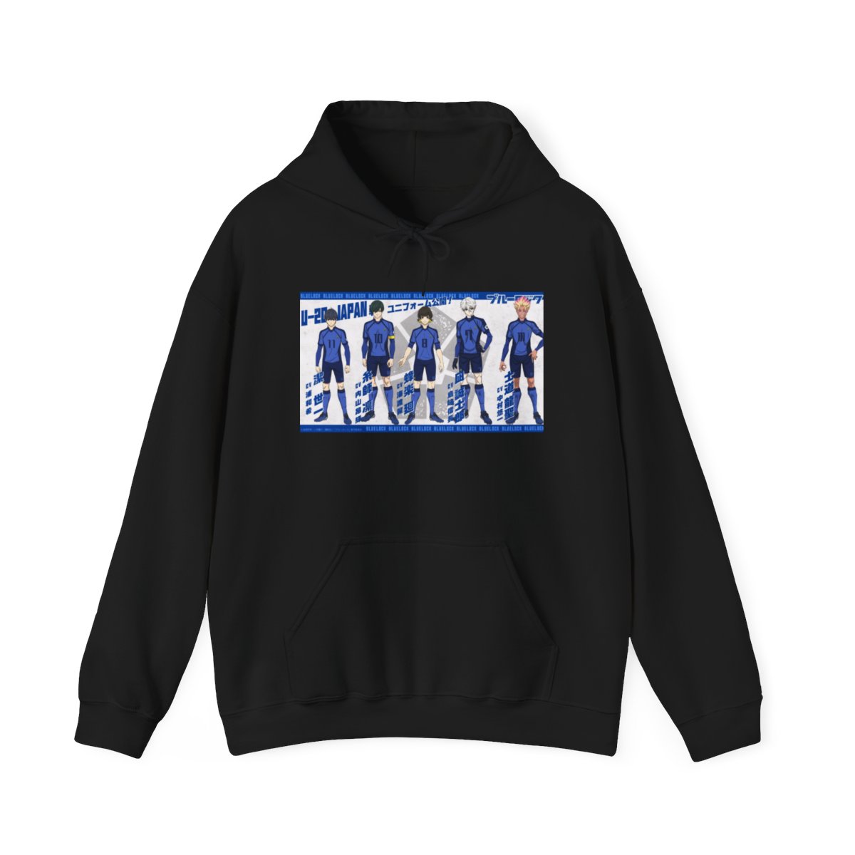 Blue Lock Anime Character Lineup Hoodie | Character Poses, Japanese Text - alternate angle 5, merchandise