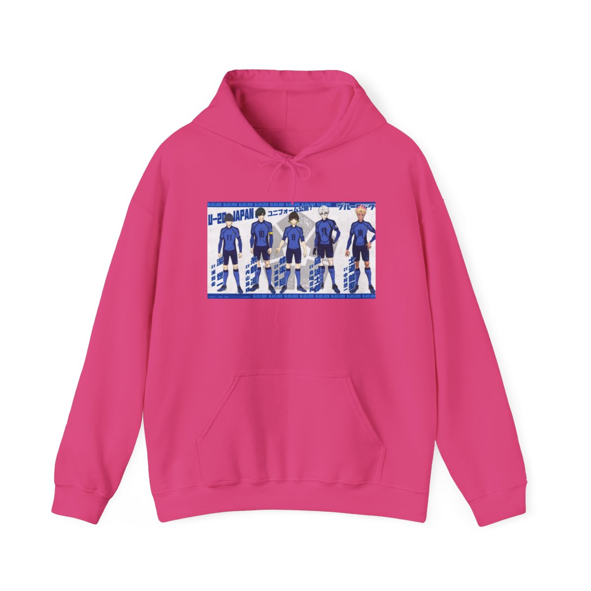 Blue Lock Anime Character Lineup Hoodie | Character Poses, Japanese Text - alternate angle 1, merchandise