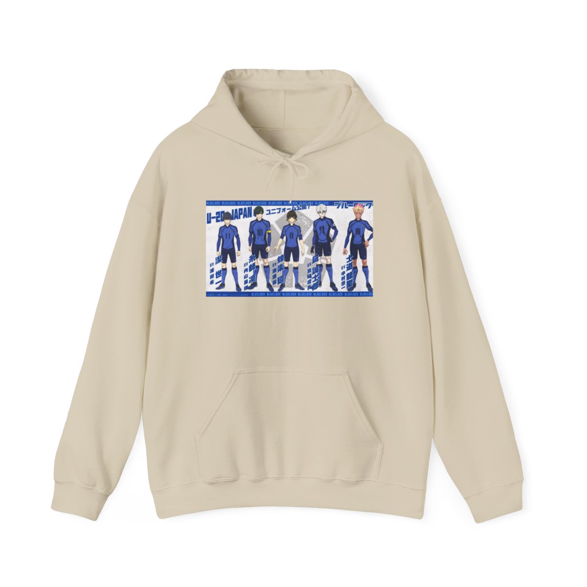 Blue Lock Anime Character Lineup Hoodie | Character Poses, Japanese Text - alternate angle 2, merchandise